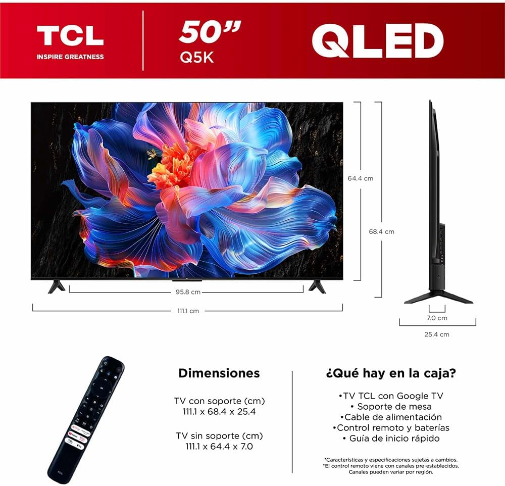 TELEVISOR TCL MOD. 50Q5K 4K SMART QLED GOOGLE TV