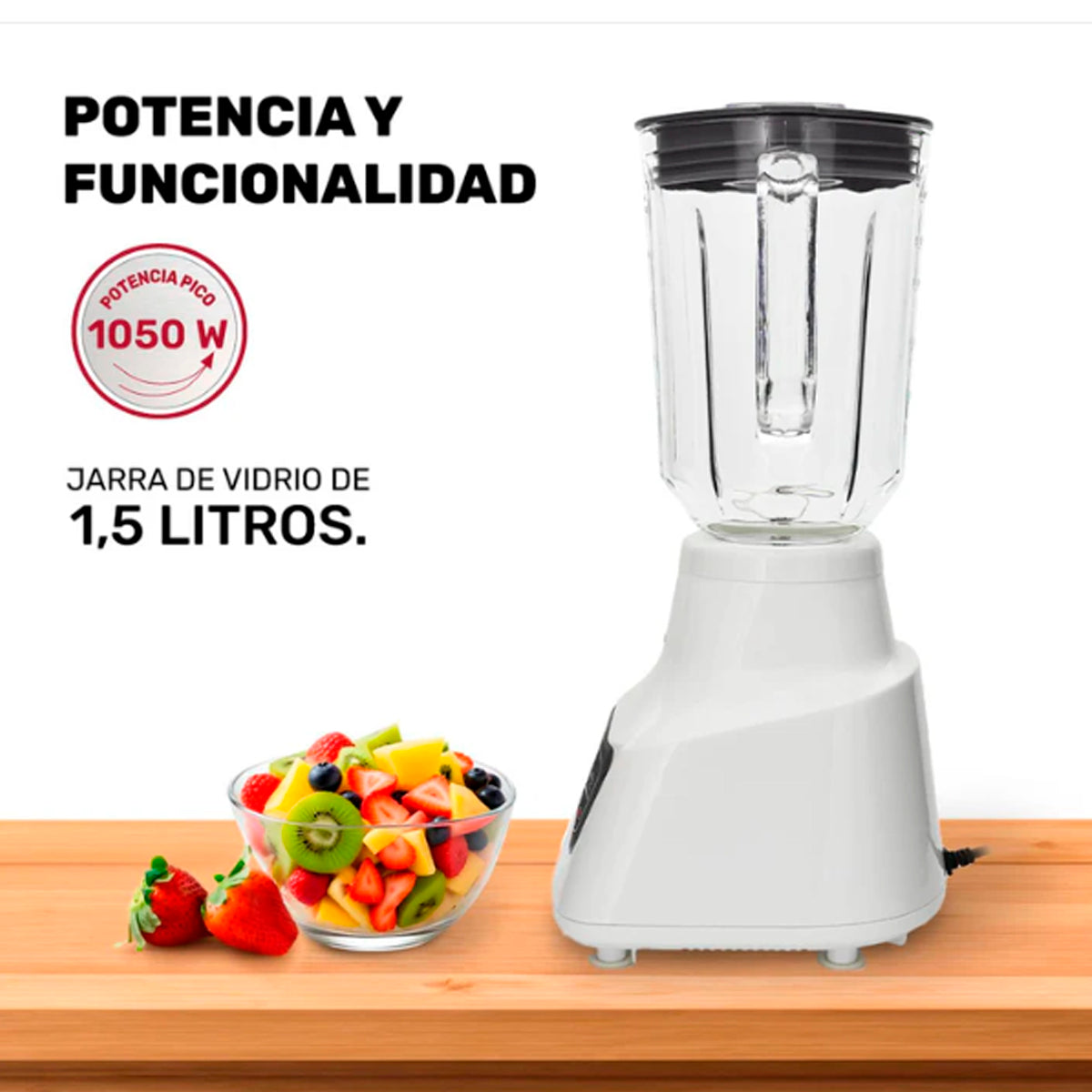 LICUADORA TAURUS MOD. POTENZA COMFORT VASO DE VIDRIO BLANCO **