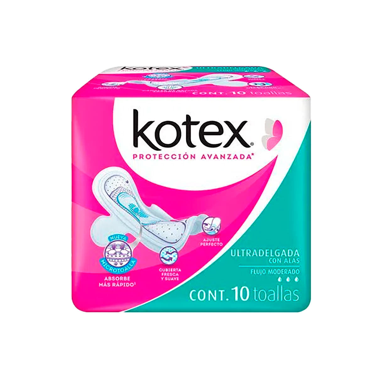 Kotex Ultradelgada, Toallas Femeninas con Alas