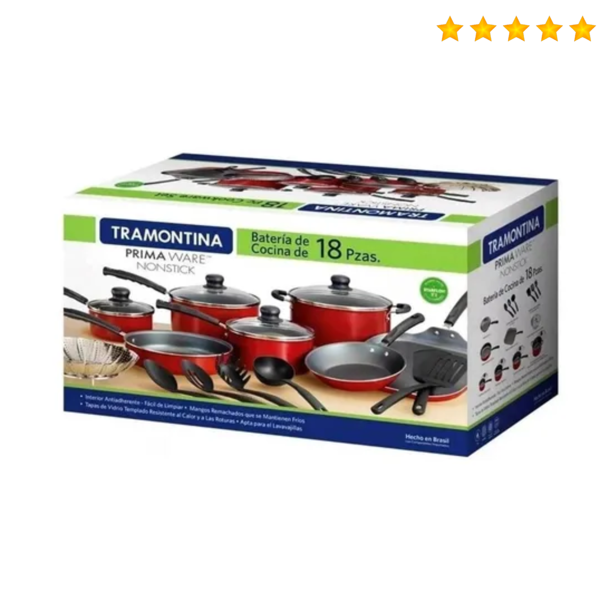 Bateria Tramontina 80119567 Primaware 18 piezas rojo*