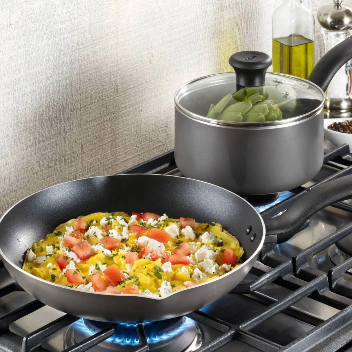 Batería de Cocina T-fal Initiatives 10 Piezas Negra B208SA64