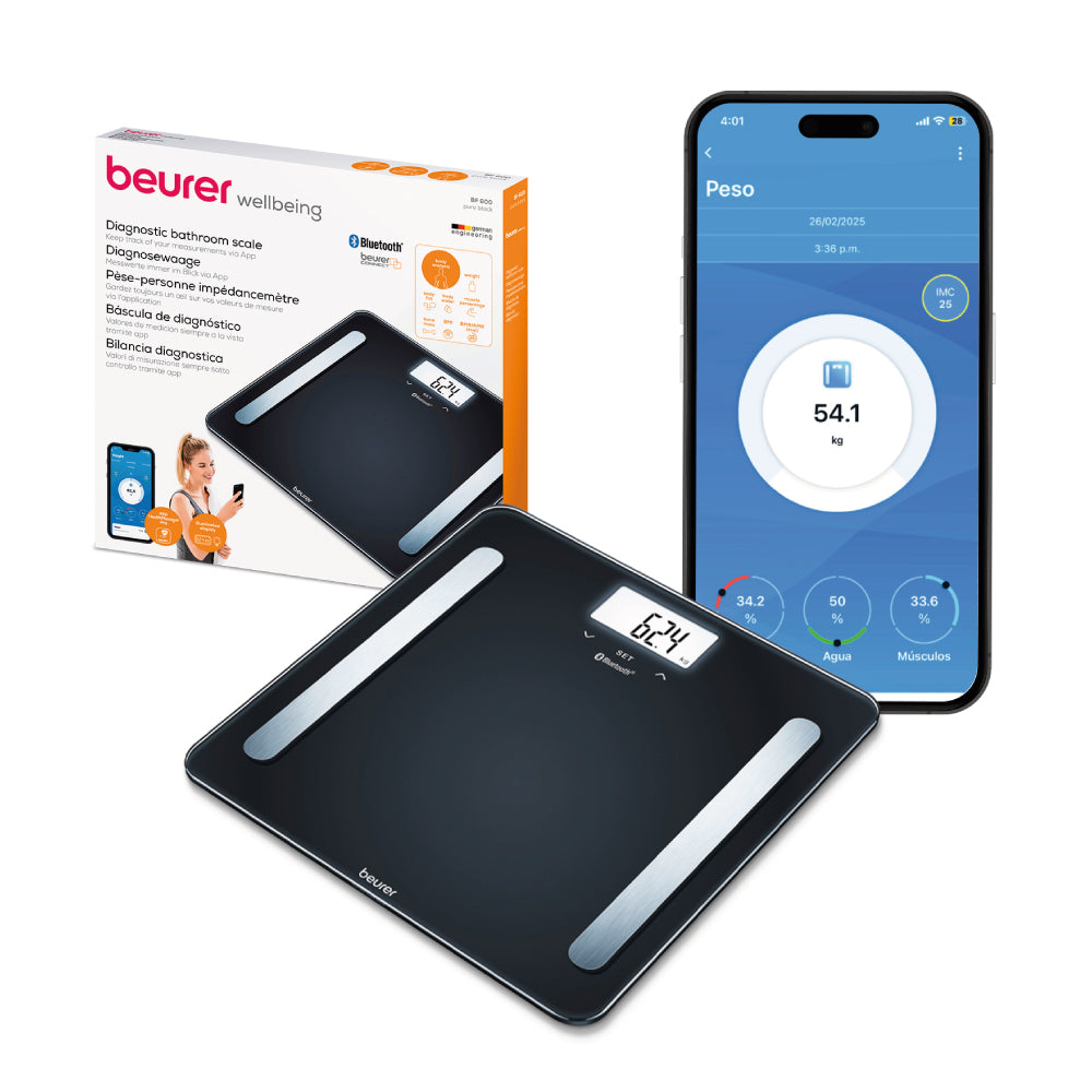 Báscula Diagnóstica de Baño para Personas BF600, Memoria Hasta para 8 Usuarios, Análisis Corporal de Cuerpo Completo / BF600 Marca beurer