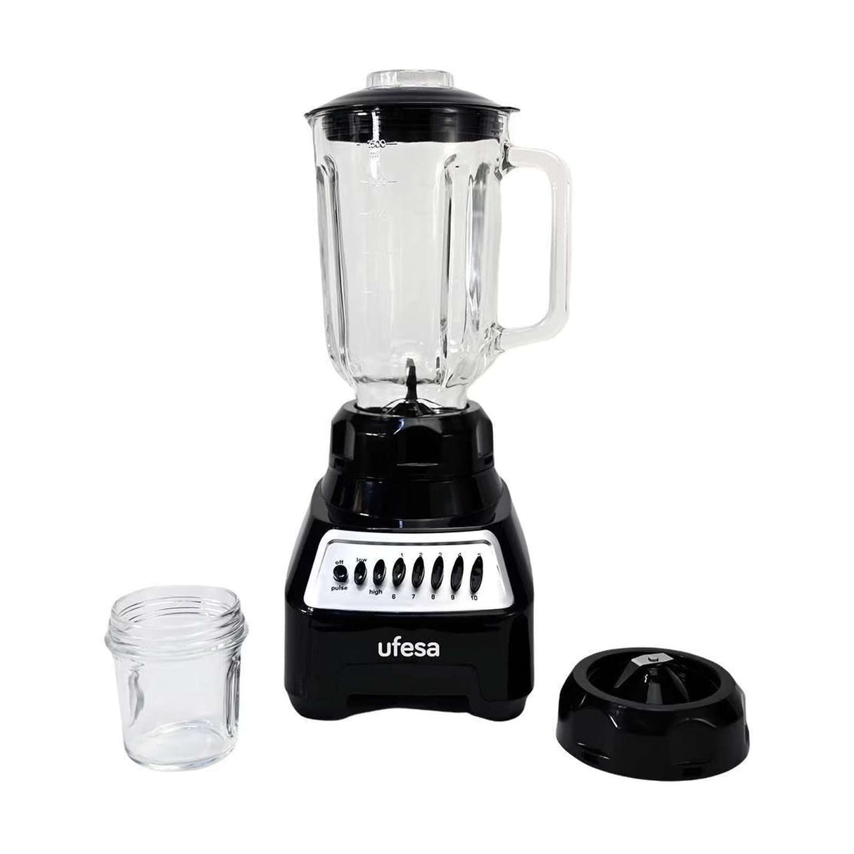 Licuadora Ufesa Vaso de Vidrio 1.5 Litros Negra con Accesorios BS7020-MG5294