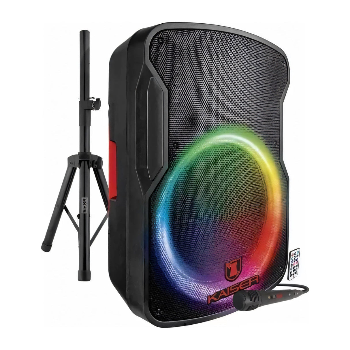 Bafle Profesional 15 Pulgadas KSR Recargable con Tripié y Micrófono MSA-7515MX