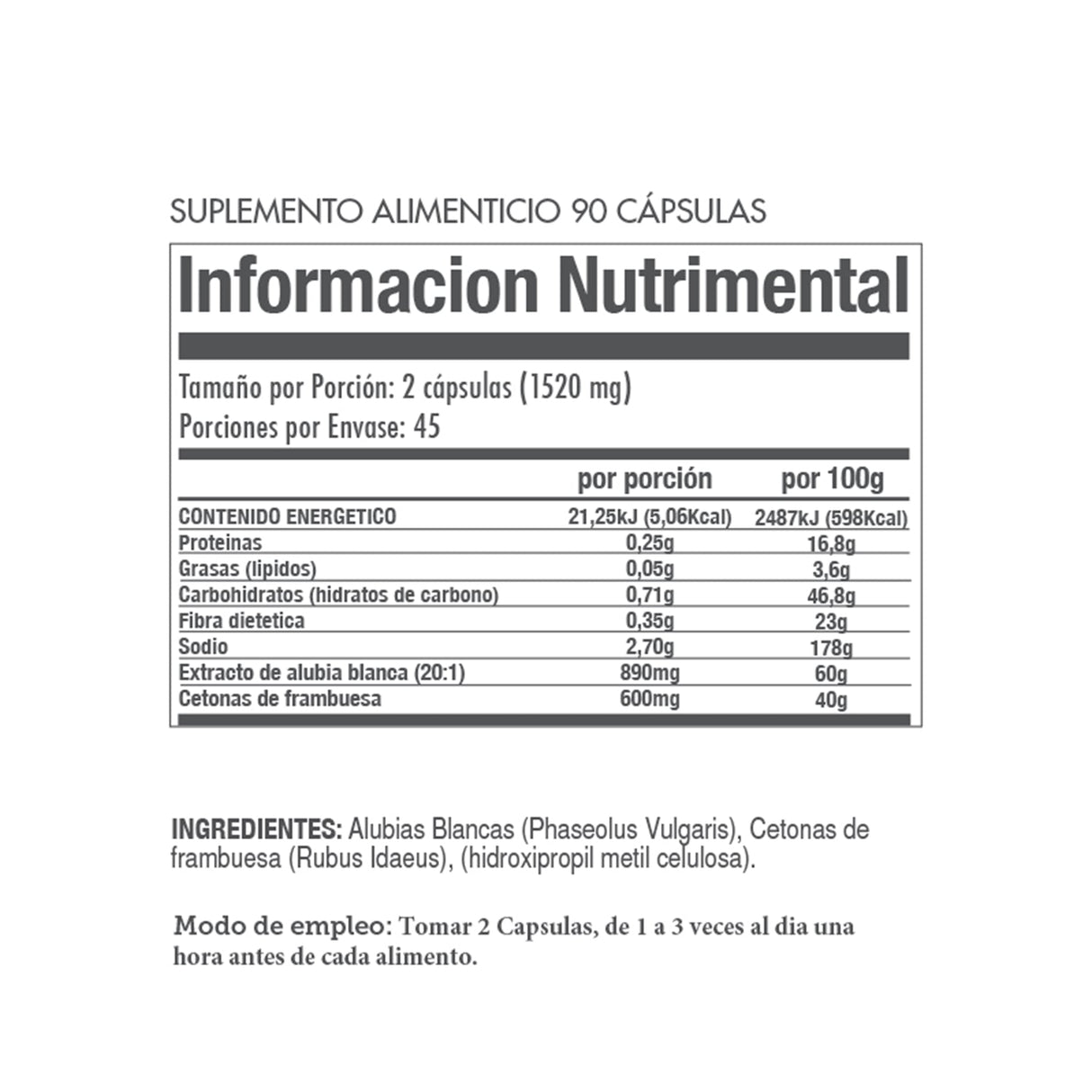 CÁPSULAS BLOQUEADORAS DE CARBOHIDRATOS - 90 Caps