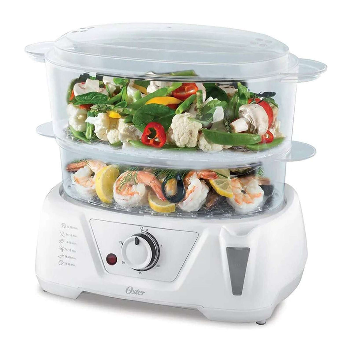 Vaporera de Alimentos Eléctrica Oster Doble Bandeja Blanca CKSTST7711