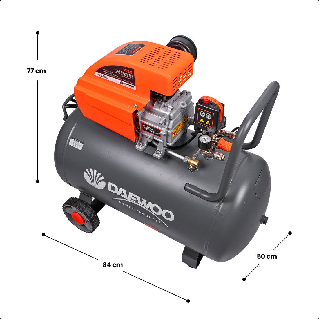 Compresor de aire, lubricado, horizontal 100L 2HP 110V 200L/min DAEWOO