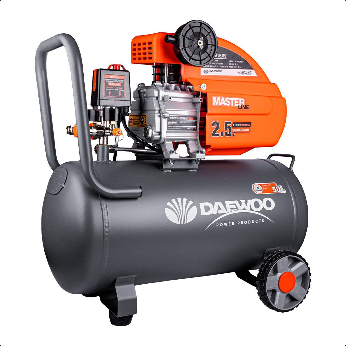 Compresor de aire, lubricado, horizontal 50L 2.5HP 110V 115psi (+kit) DAEWOO