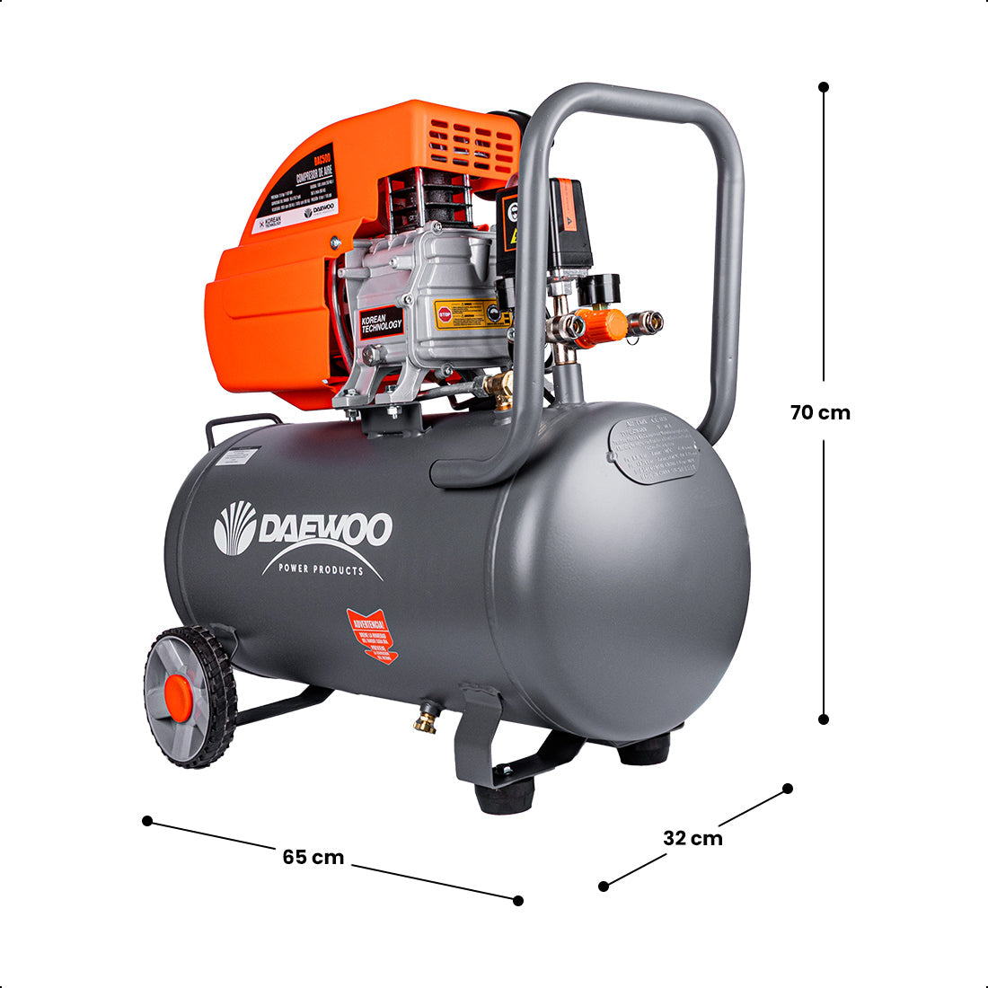 Compresor de aire, lubricado, horizontal 50L 2.5HP 110V 115psi (+kit) DAEWOO