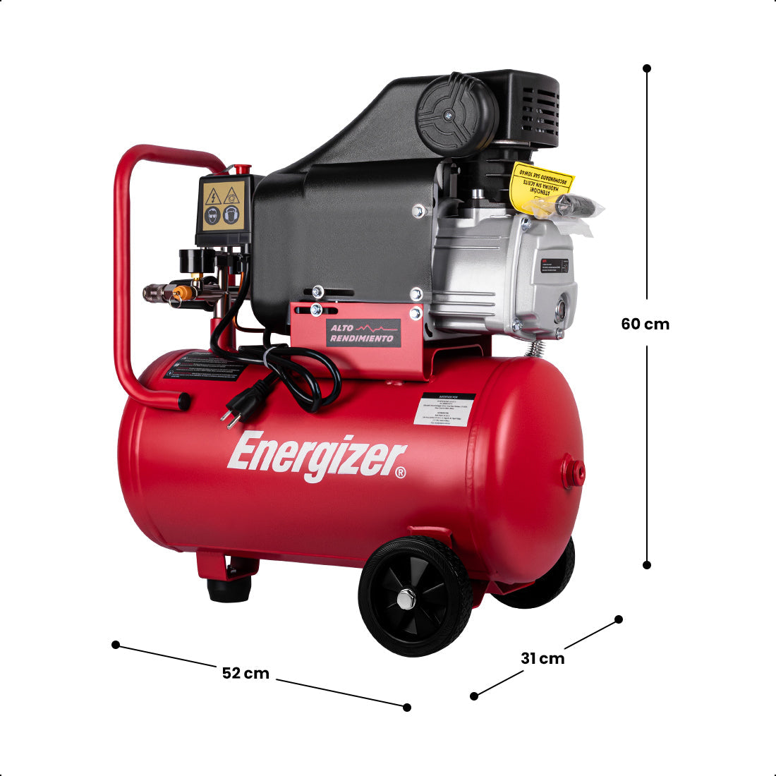 Compresor de aire, lubricado, horizontal 24L 2HP 110V 115psi ENERGIZER