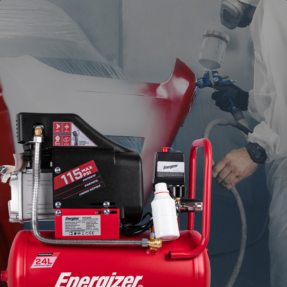 Compresor de aire, lubricado, horizontal 24L 2HP 110V 115psi ENERGIZER