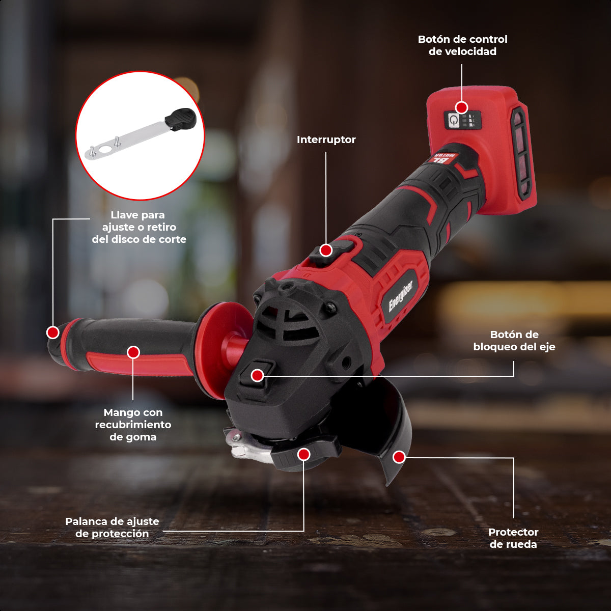 Esmeriladora + Cargador + Bateria 4Ah