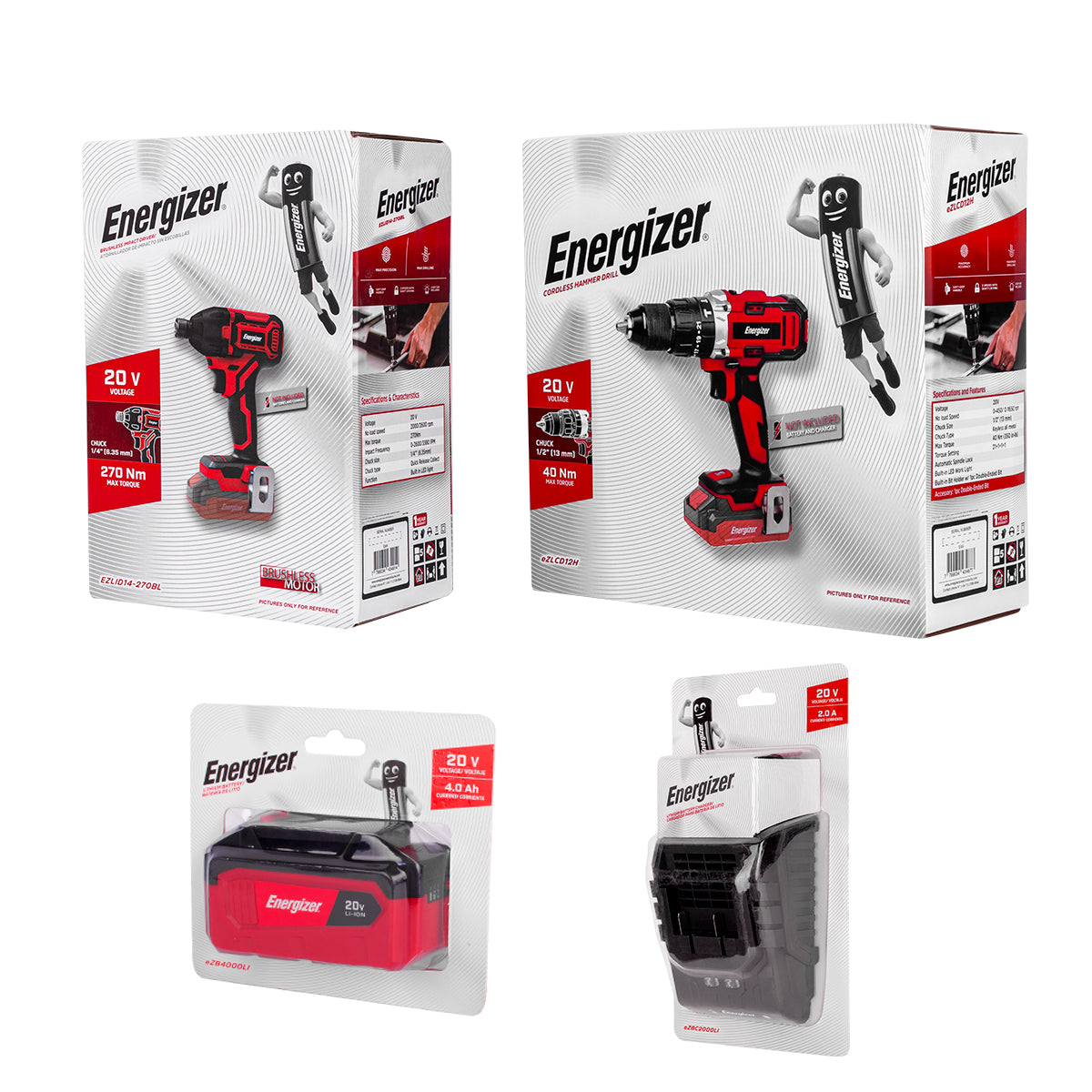 Rotomartillo + Destornillador de impacto + Cargador + Bateria 4Ah