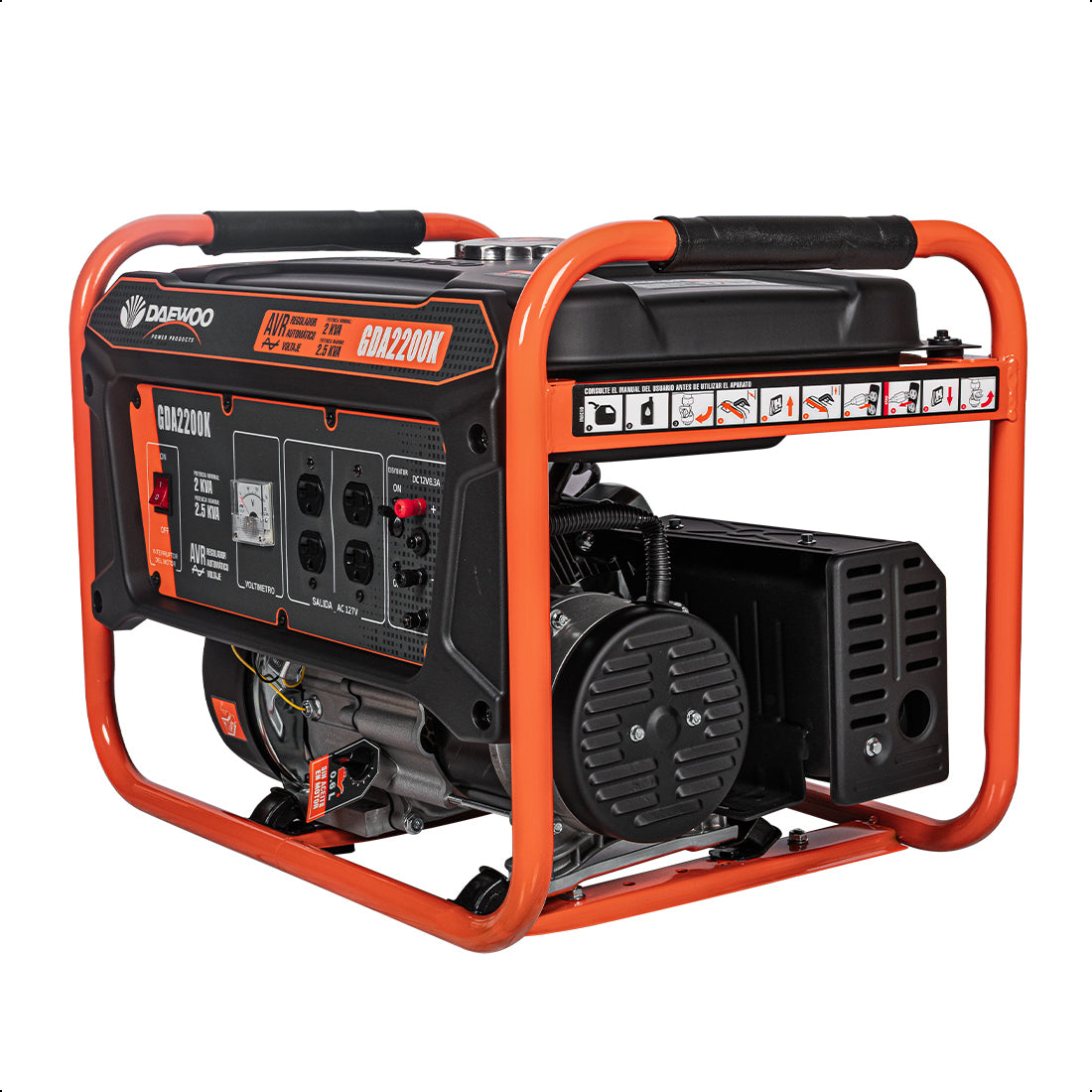 Generador portátil 2.5 kW 212CC 15L Regulador Voltaje Arr Elect 10 hrs DAEWOO