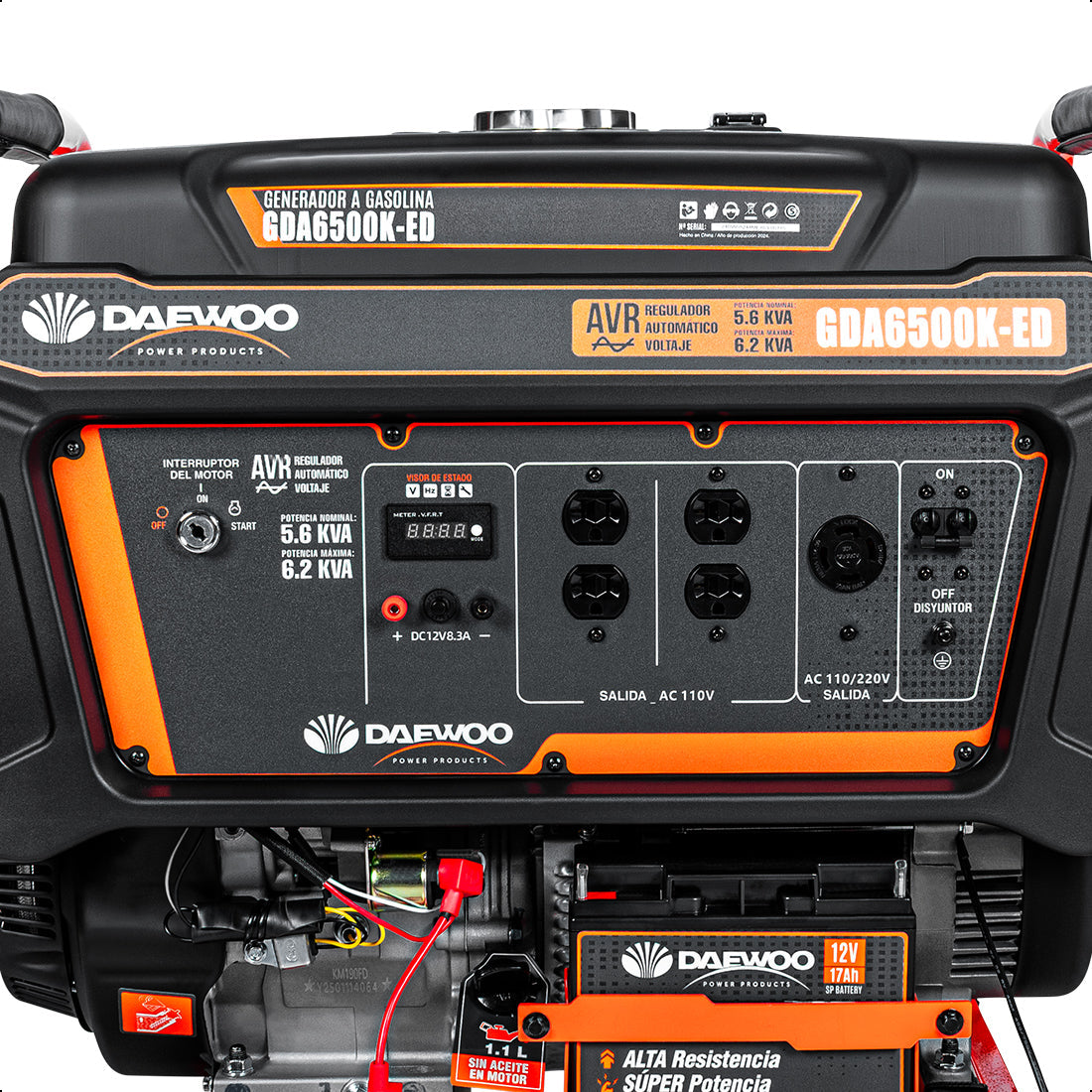 Generador portátil 6.2 kW 420CC 40L Regulador Voltaje Arr Elect-Man DAEWOO