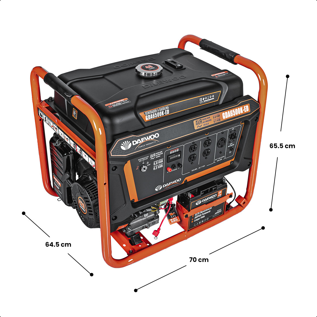 Generador portátil 6.2 kW 420CC 40L Regulador Voltaje Arr Elect-Man DAEWOO