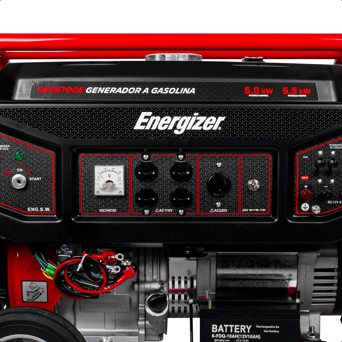 Generador de luz portátil 5.5 kW 389CC 25L Regulador Voltaje Arr Man ENERGIZER