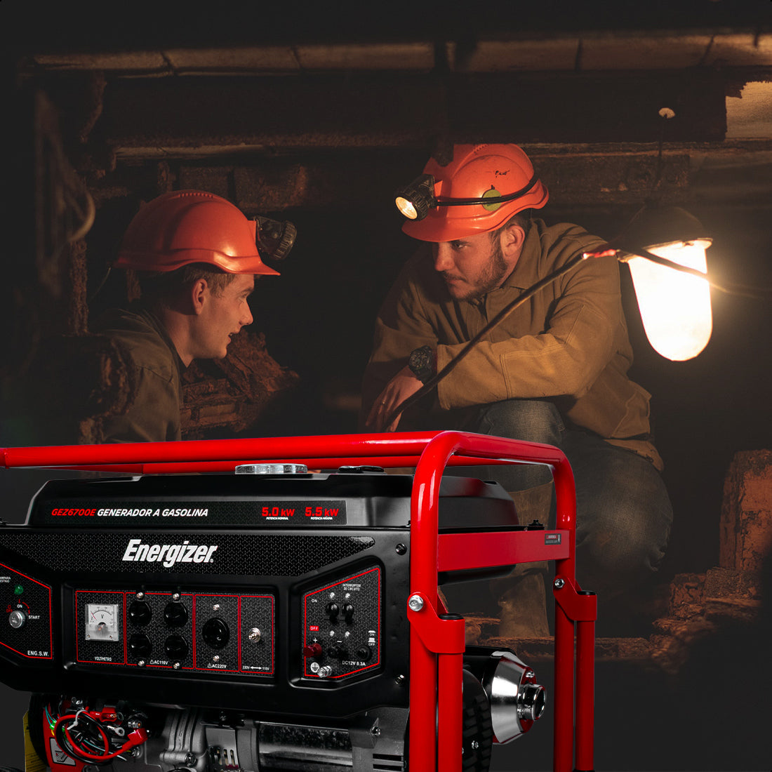 Generador de luz portátil 5.5 kW 389CC 25L Regulador Voltaje Arr Man ENERGIZER