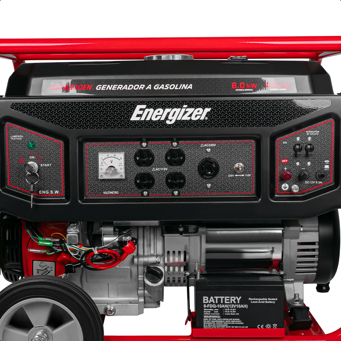 Generador portátil 6.5 kW 420CC 25L Regulador Voltaje Arr Man ENERGIZER GEZ8200EN