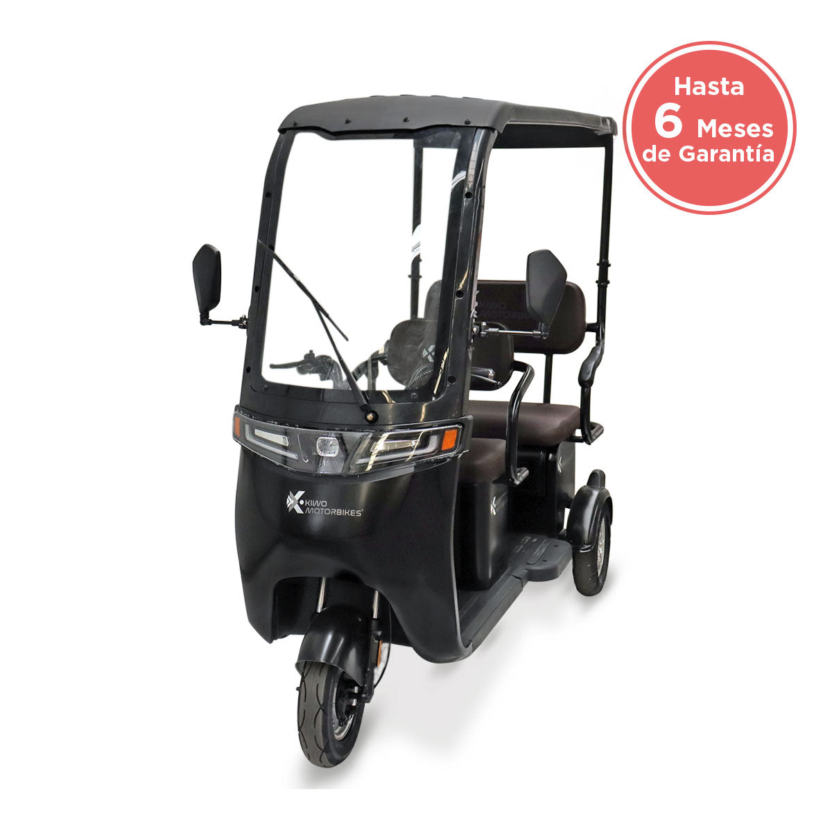 Kiwo, Triciclo Eléctrico con Techo, Modelo BTY002, Color Negro