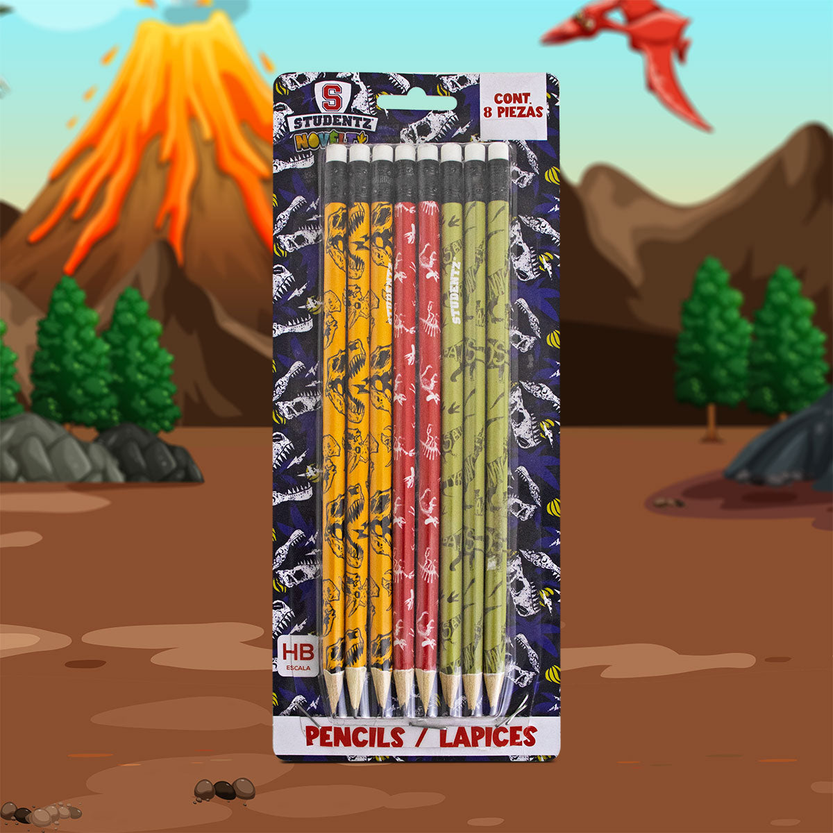 Paquete Lápices de Dinosaurios 8 pzas.