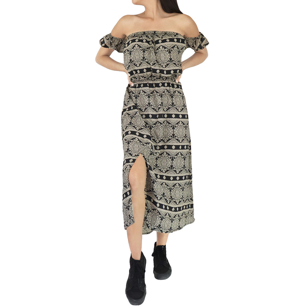 Vestido Casual con Hombros Descubiertos para Dama, color Negro