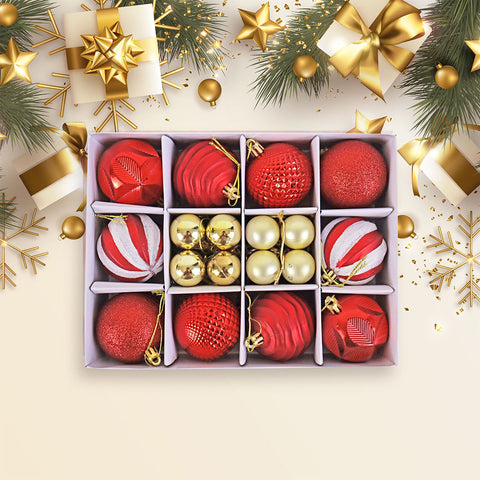 Paquete Navidad con 3 Cajas de Esferas, 2 Series de Luces y 1 Árbol Navideño 1.2m