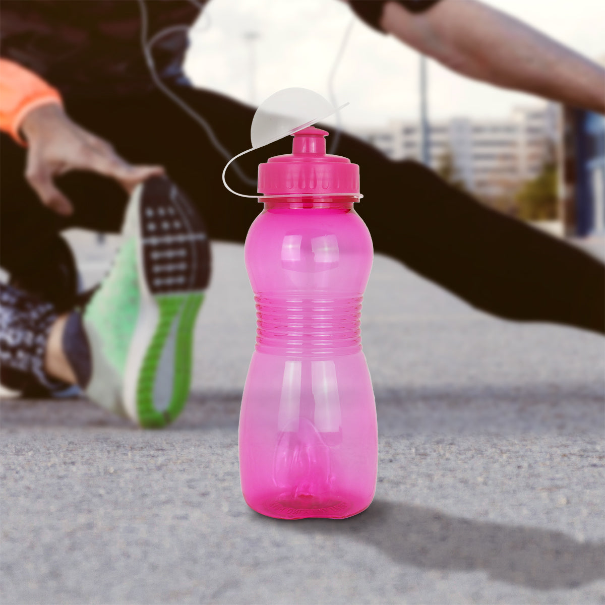 Botella color Fucsia de Plástico con Tapa, 500ml