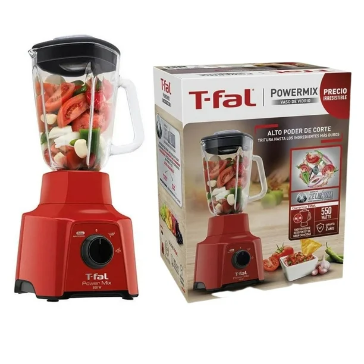 Licuadora T-Fal LN2835MX Power Mix Roja Vidrio 2V*