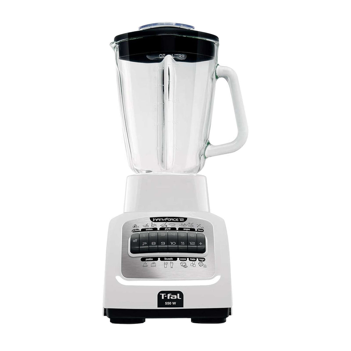 Licuadora T-fal Infinyforce 12 Vaso de Vidrio 1.25 Litros Blanca LN8121MX