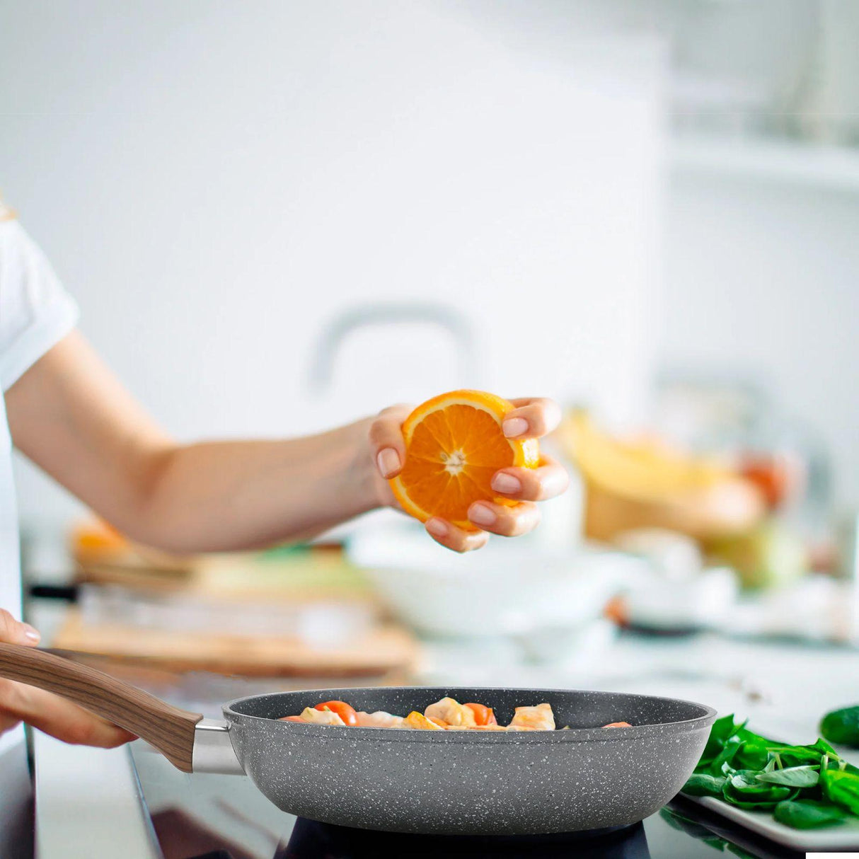 Sartén MasterChef Premium Granite+ 28 Centímetros Gris MA-PAN-28GW