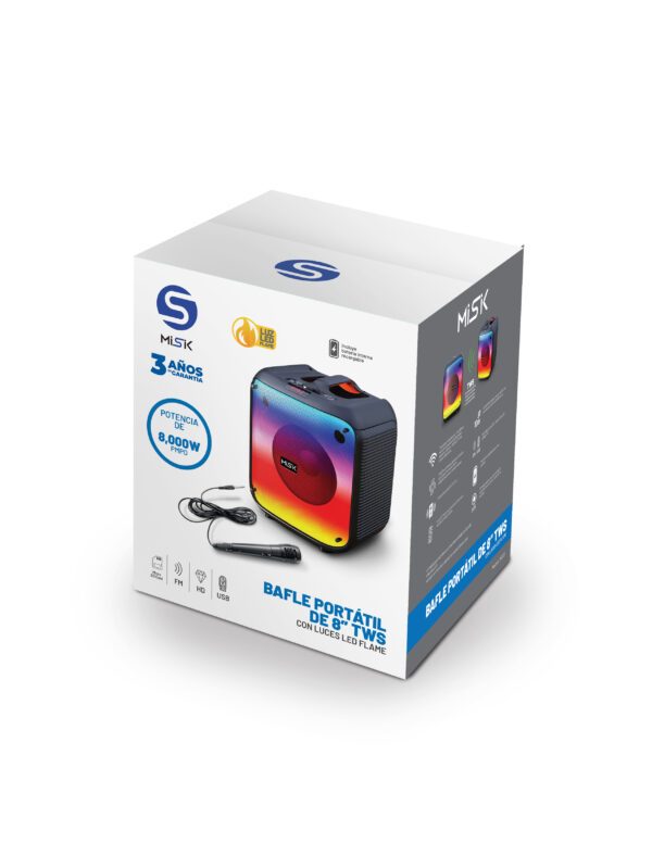 BAFLE MISIK  MOD. MS231 8" BT AUX USB LED MICROFONO**
