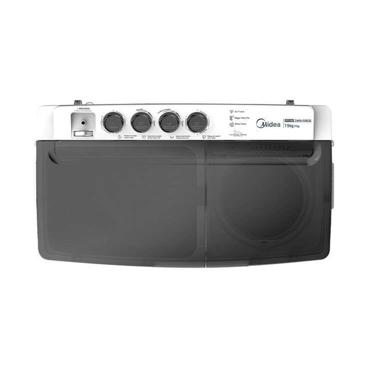 Lavadora Midea Twin Force Pulsator 19 Kilos Doble Tina Blanca MT100W190W