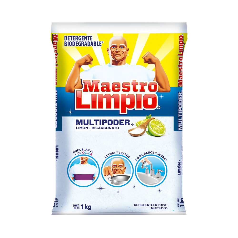 Detergente en Polvo Multiusos Maestro Limpio 1Kg