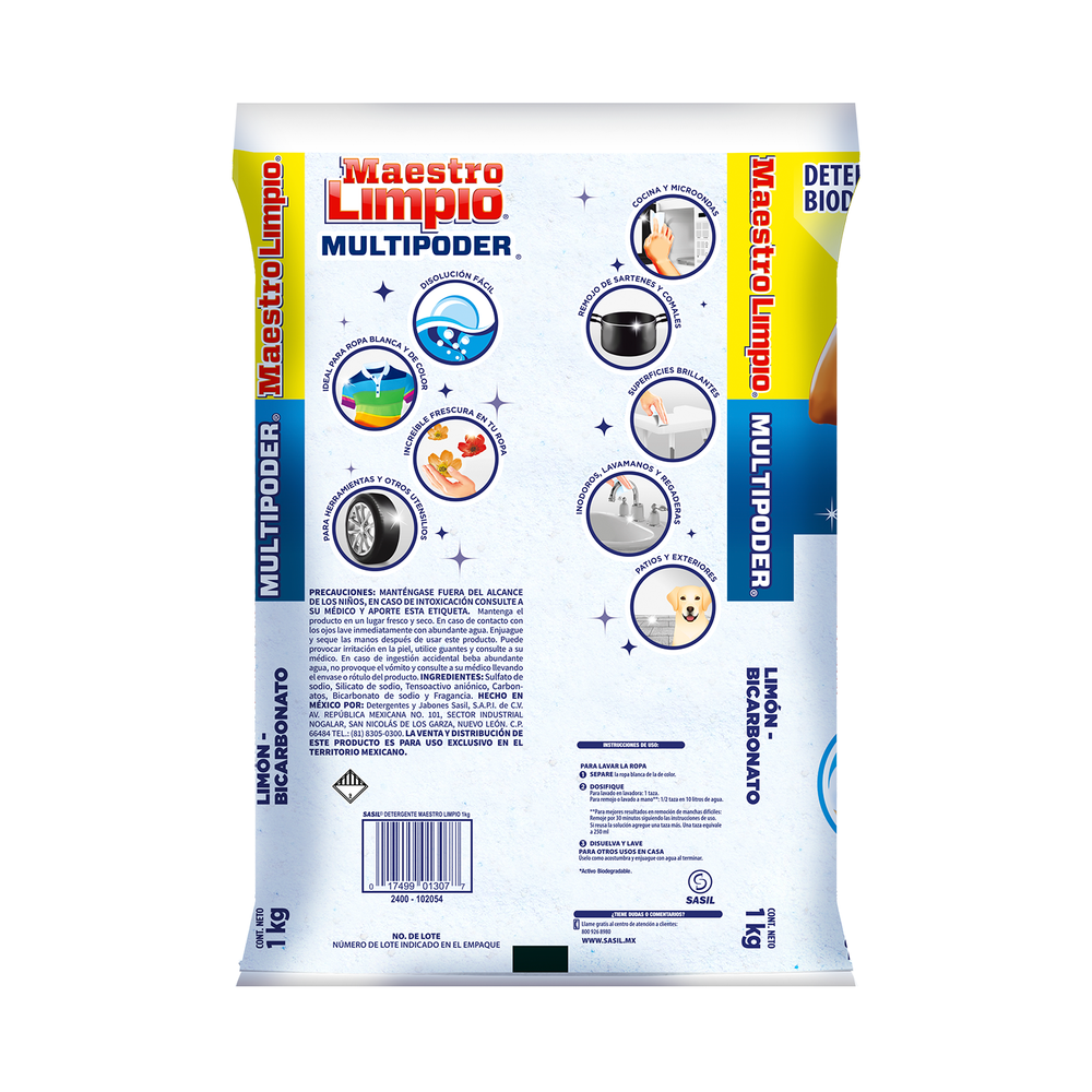 Detergente en Polvo Multiusos Maestro Limpio 1Kg