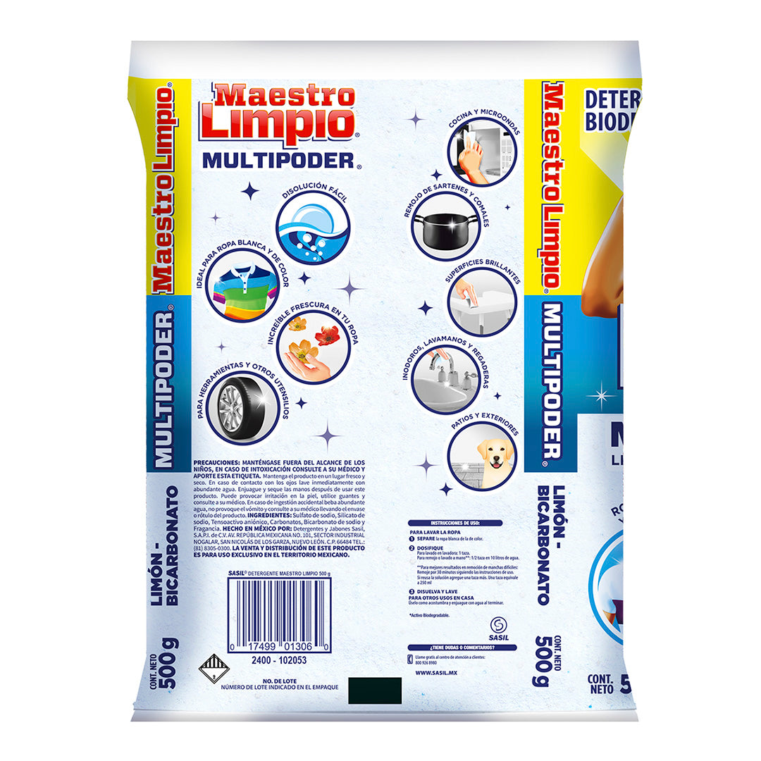Detergente en Polvo Multiusos Maestro Limpio 500gr