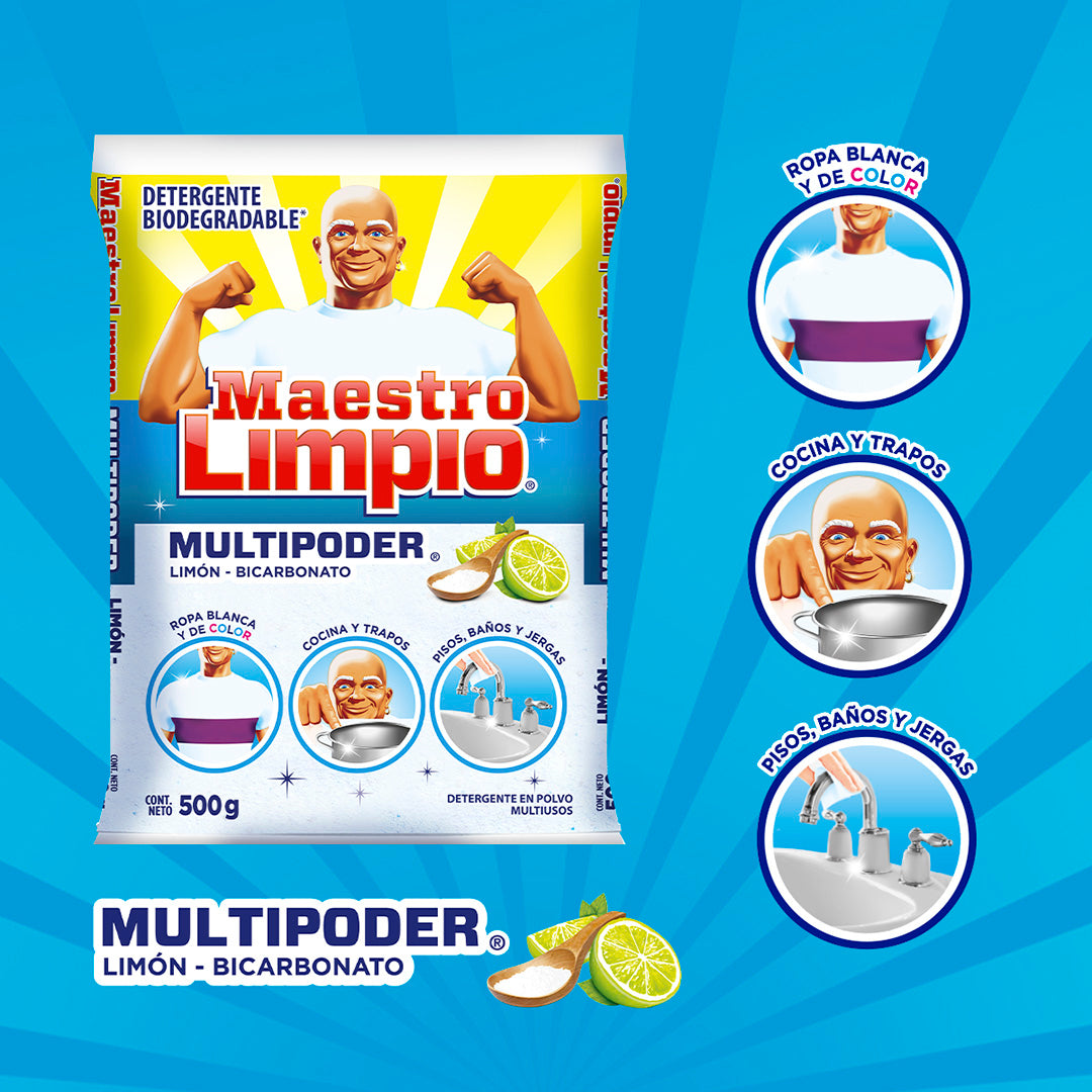 Detergente en Polvo Multiusos Maestro Limpio 500gr