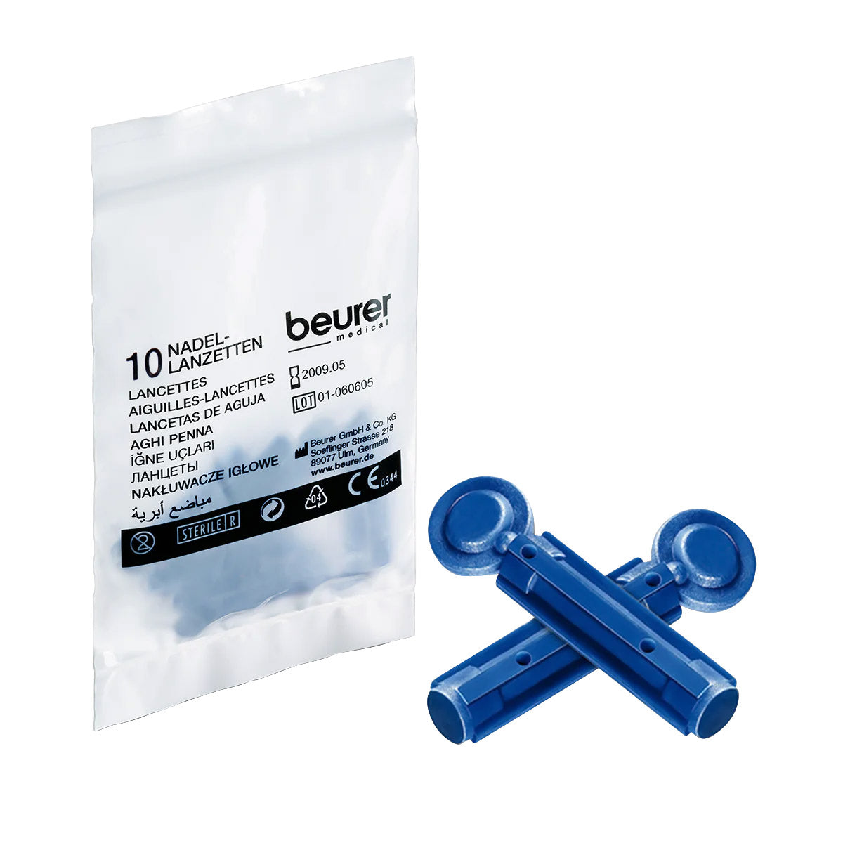 Báscula Diagnóstica de Vidrio, Calcula IMC + Glucómetro Digital con Disparador de Lancetas GL44 / BG13 + GL44 Marca Beurer®