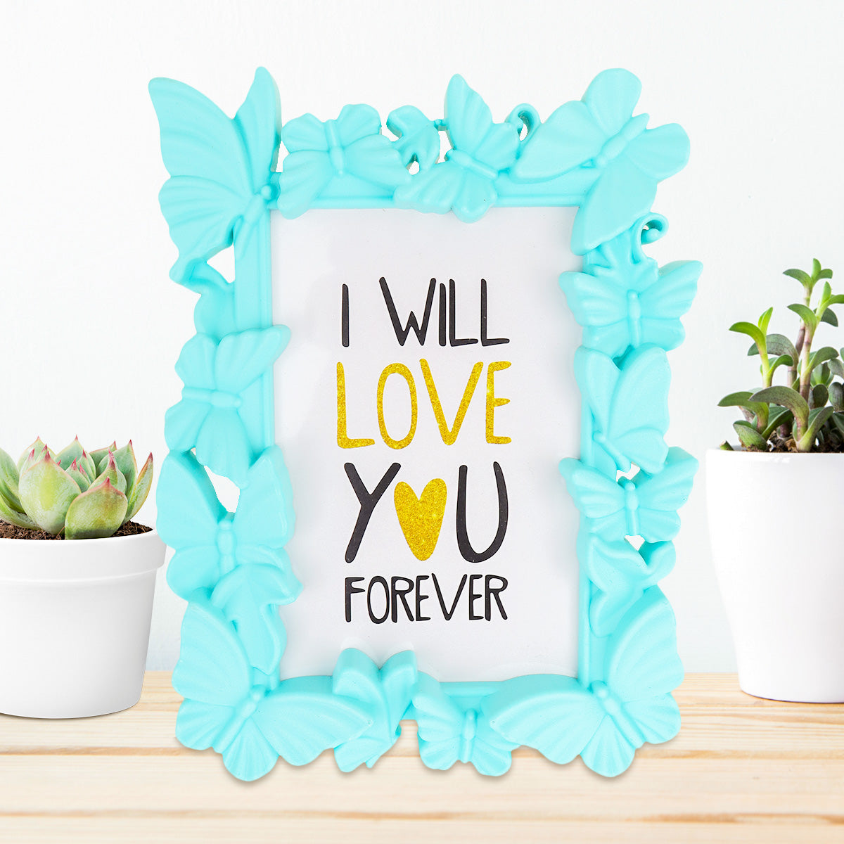 Portarretratos con Diseño de Mariposas color Esmeralda 10x15cm