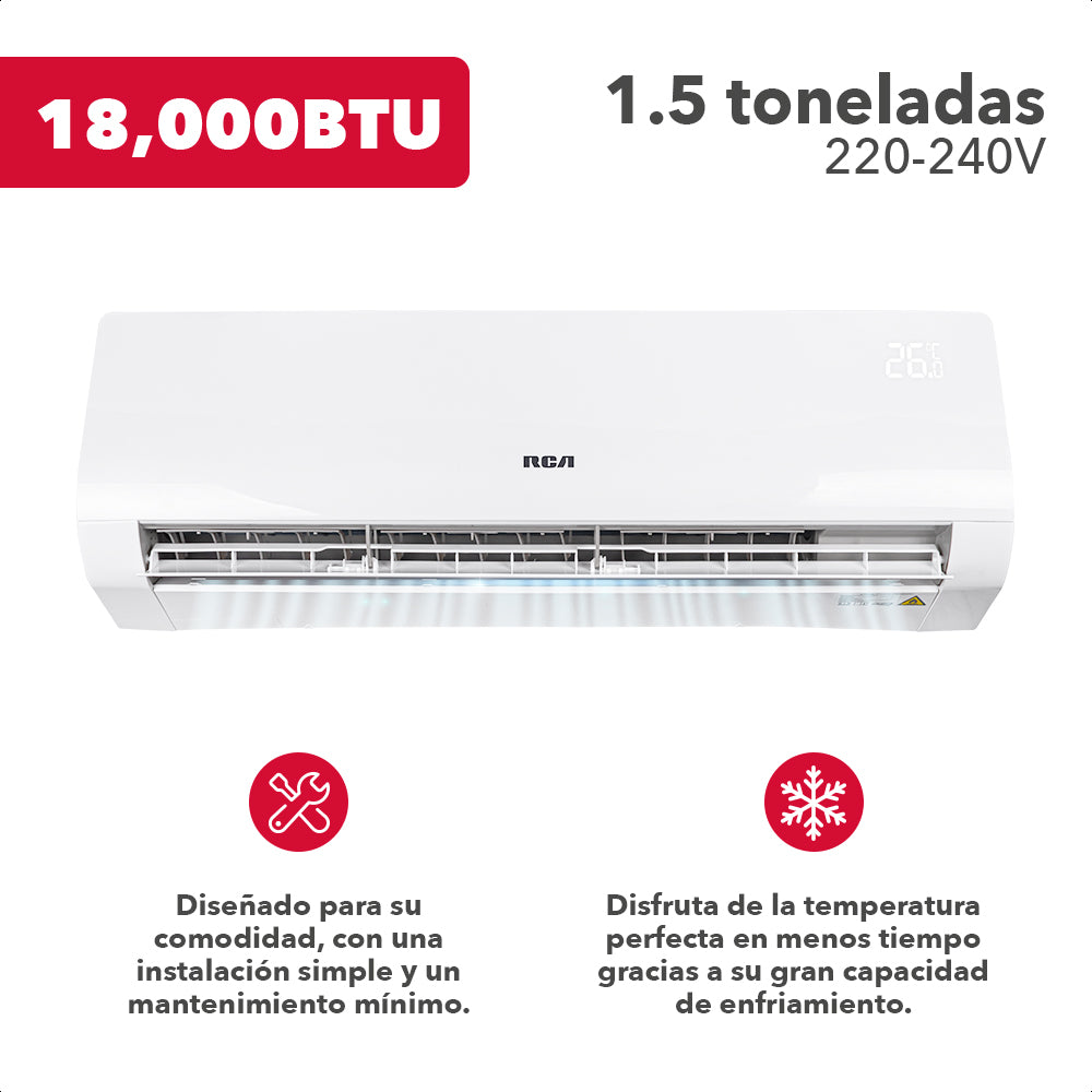 Aire Acondicionado Mini Split 18,000BTU 1.5T 220-240V