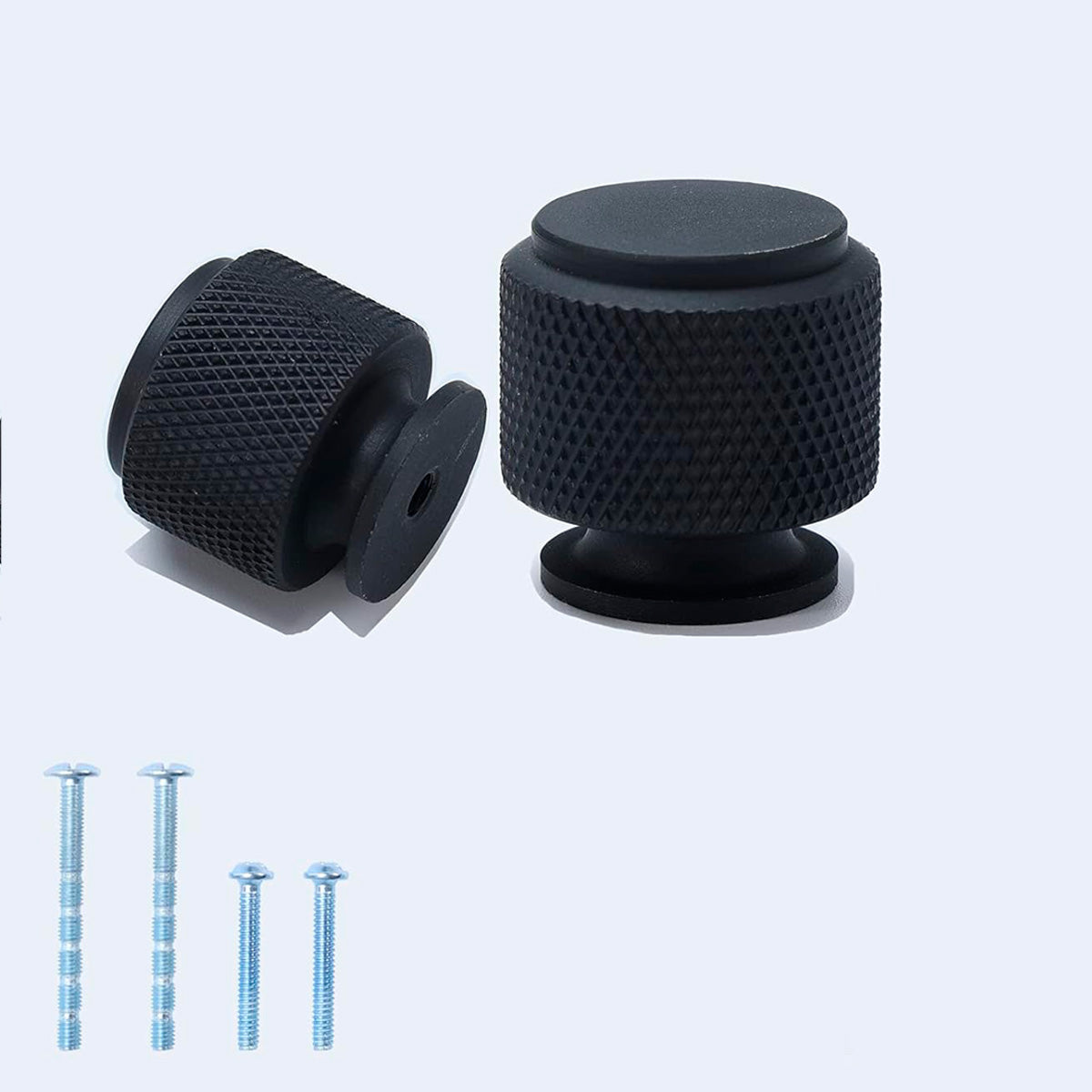 Paquete de 10 Pomos Moleteados Negros para Gabinete