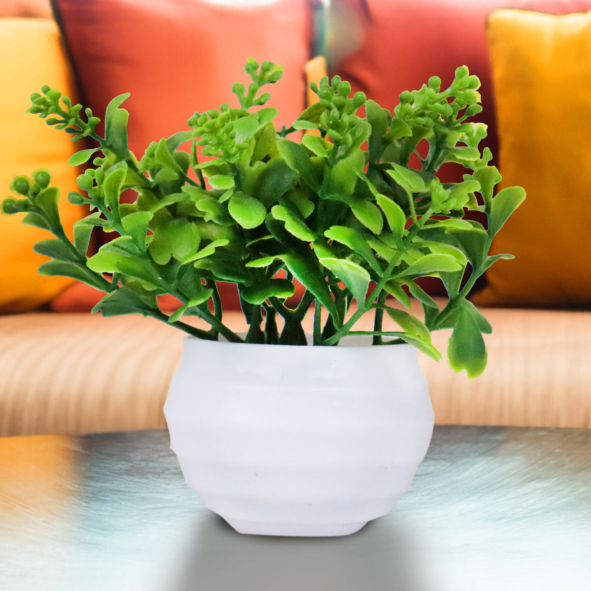 Planta Artificial con Maceta Blanca, 12 cm