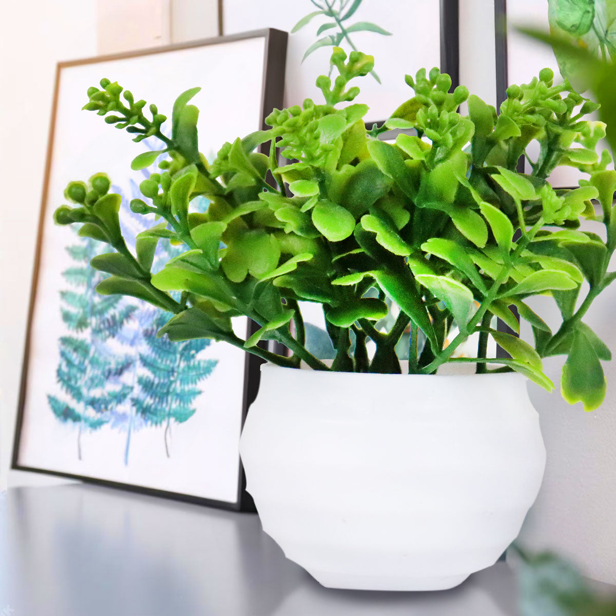 Planta Artificial con Maceta Blanca, 12 cm