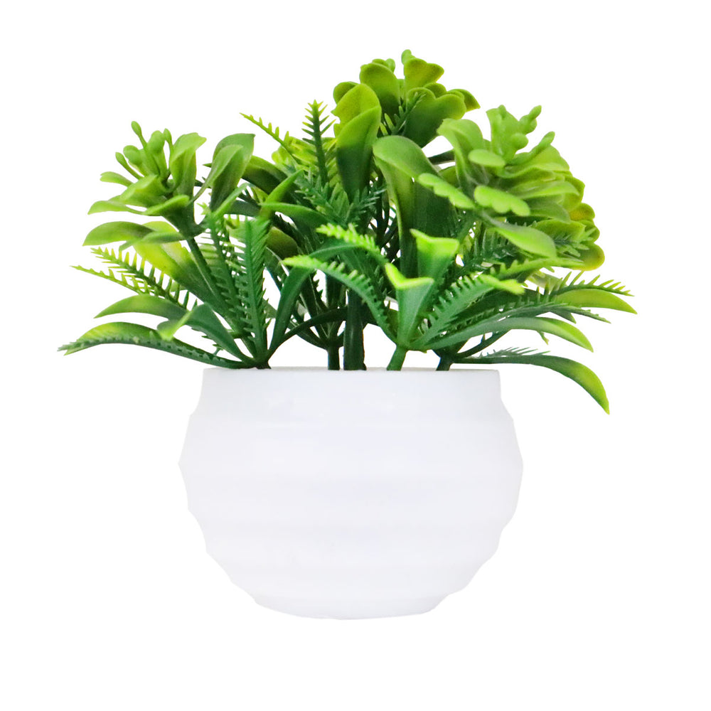 Planta Artificial Verde con Maceta Blanca