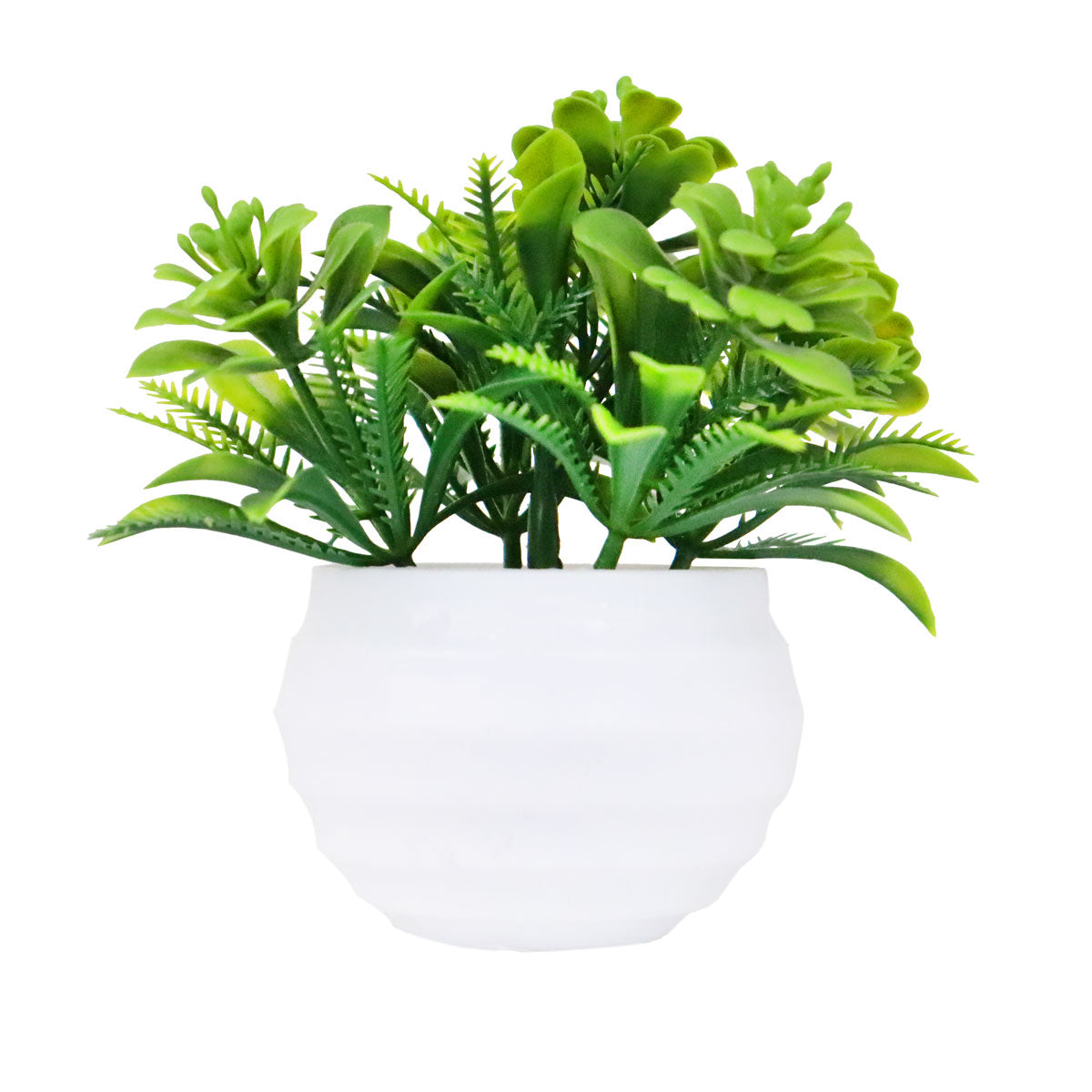 Planta Artificial Verde con Maceta Blanca