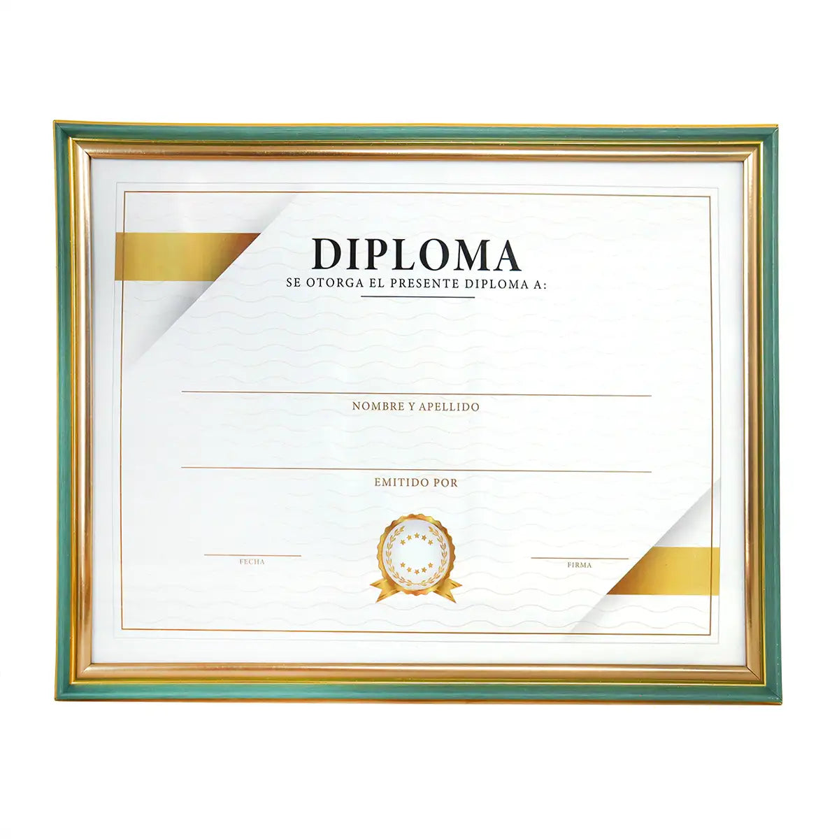 Porta Documento, Color Verde y Bronce