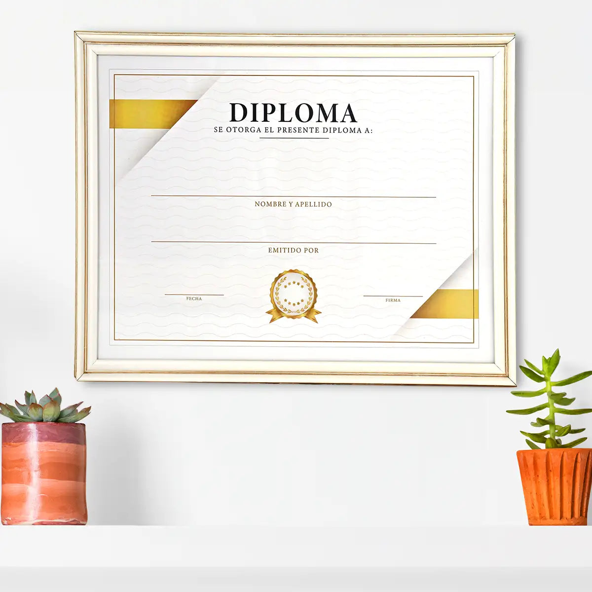 Porta Documento, Color Beige y Blanco