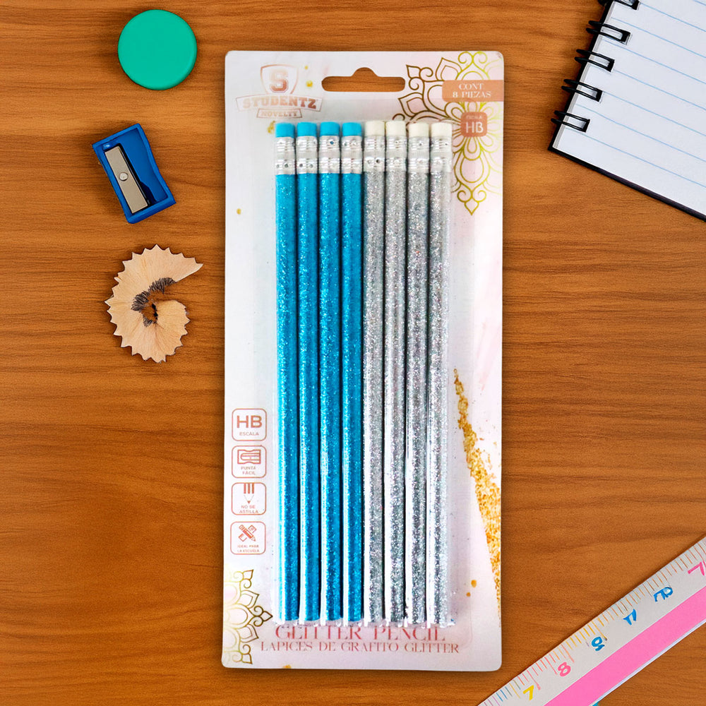 Lápices Glitter, 8 pzas