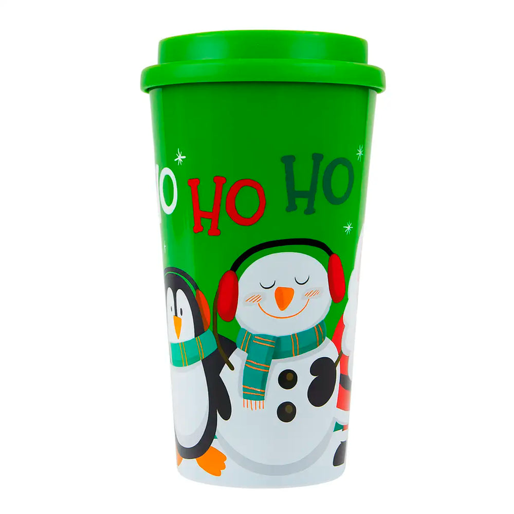 Vaso de Plástico con Tapa, Santa Claus, 500 ml