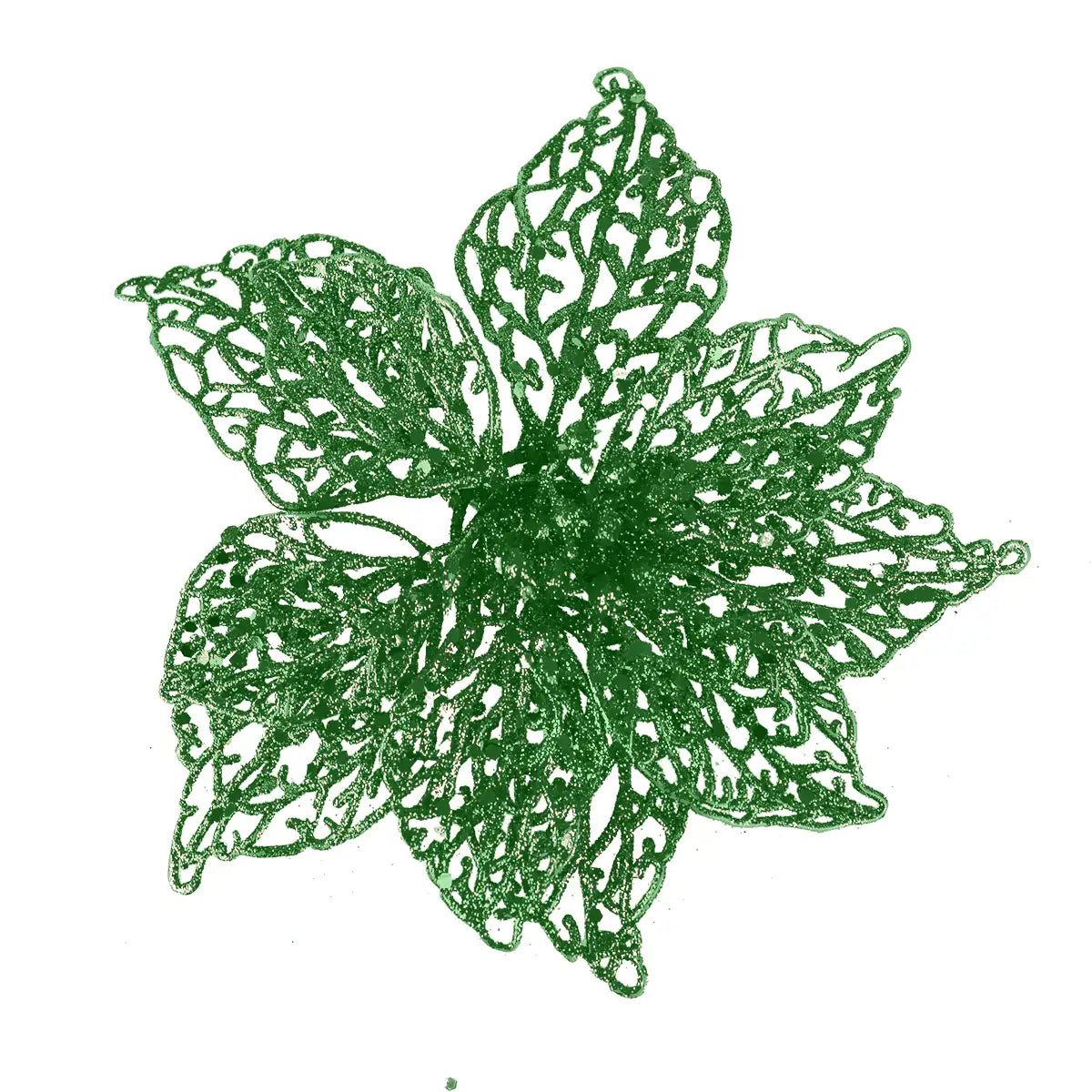 Flor Ornamento Navideño, Color Verde, 2 pzas